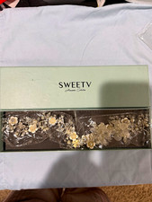 SWEETV Floral Bridal Hair Vine Silver White Pearl Crystal Metal