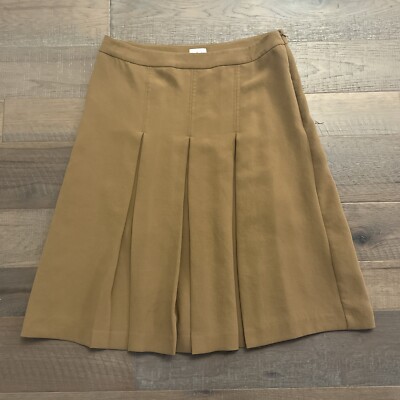 ★ MARRON EDITION★ 25 Spring_ Cream Eyelet Pleated Skirt Wilfred Aritzia Box Pleat Midi Skirt Sz12 Tan Beige Light