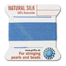 Griffin Natural Silk Thread for Stringing Pearls and Beads Size 2 Blue