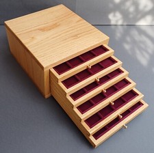 Monetiere in rovere massello coin cabinet