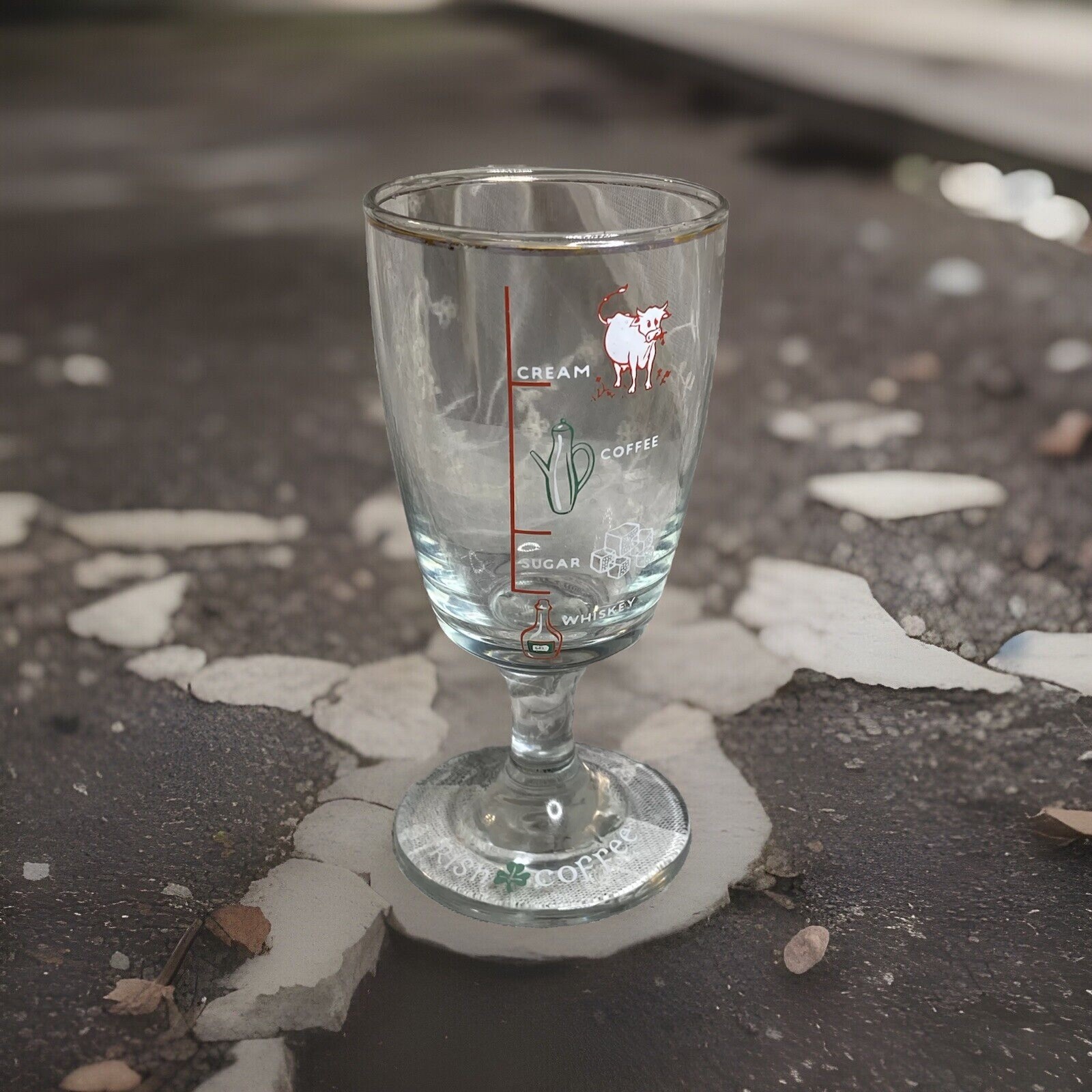 Vintage Irish Coffee Recipe Mixing Glass Barware 5-1/2” X 2-1/2”