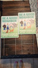 Clean Up After Your Dog Signs 2 Pack 12"x9" with Metal Stake, No Pooping Dog ...
