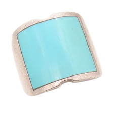 925 Sterling Silver Vintage Ring Minimalist Square Larimar Inlay Sz 8 RG31732