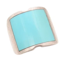 925 Sterling Silver Vintage Ring Minimalist Square Larimar Inlay  Sz 8  RG31732