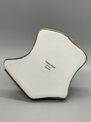 VTG Limoges France Deco Peint Main Porcelain Paris Trinket Box Map Notre Dame - Picture 13 of 18