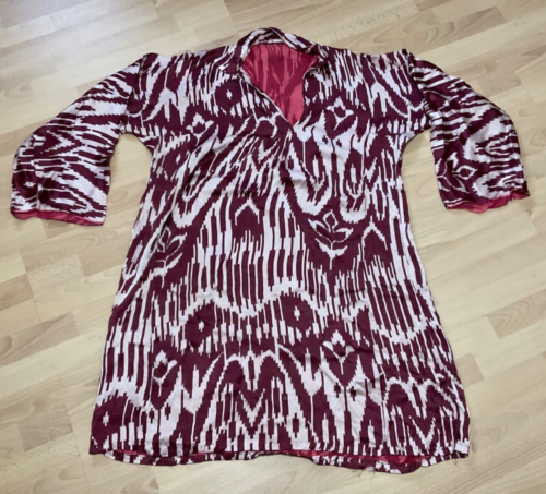 Lila IKAT Kleid Bluse Tracht Volklore  coat Usbekistan - Afbeelding 1 van 3