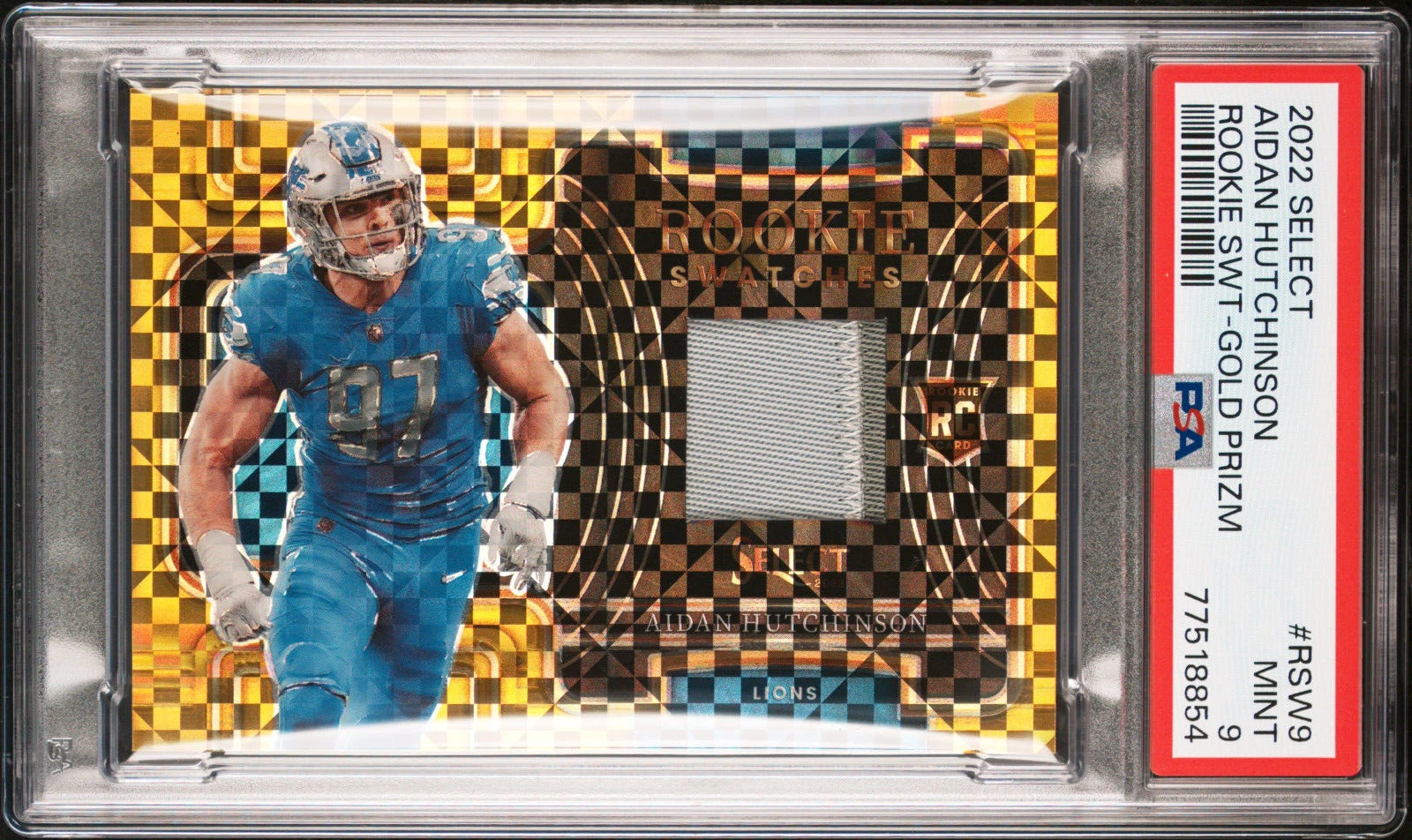 Aidan Hutchinson Panini Select Rookie Swatches #RSW9 Gold Prizm