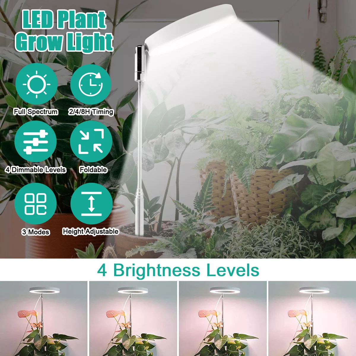 LED Grow Light Plant Growing Lamp Full Spectrum with 3 Timer for Indoor  Plants