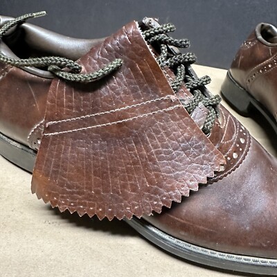 Vintage Arnold Palmer Umbrella Golf Shoes With Kiltie Brown  display picture 1