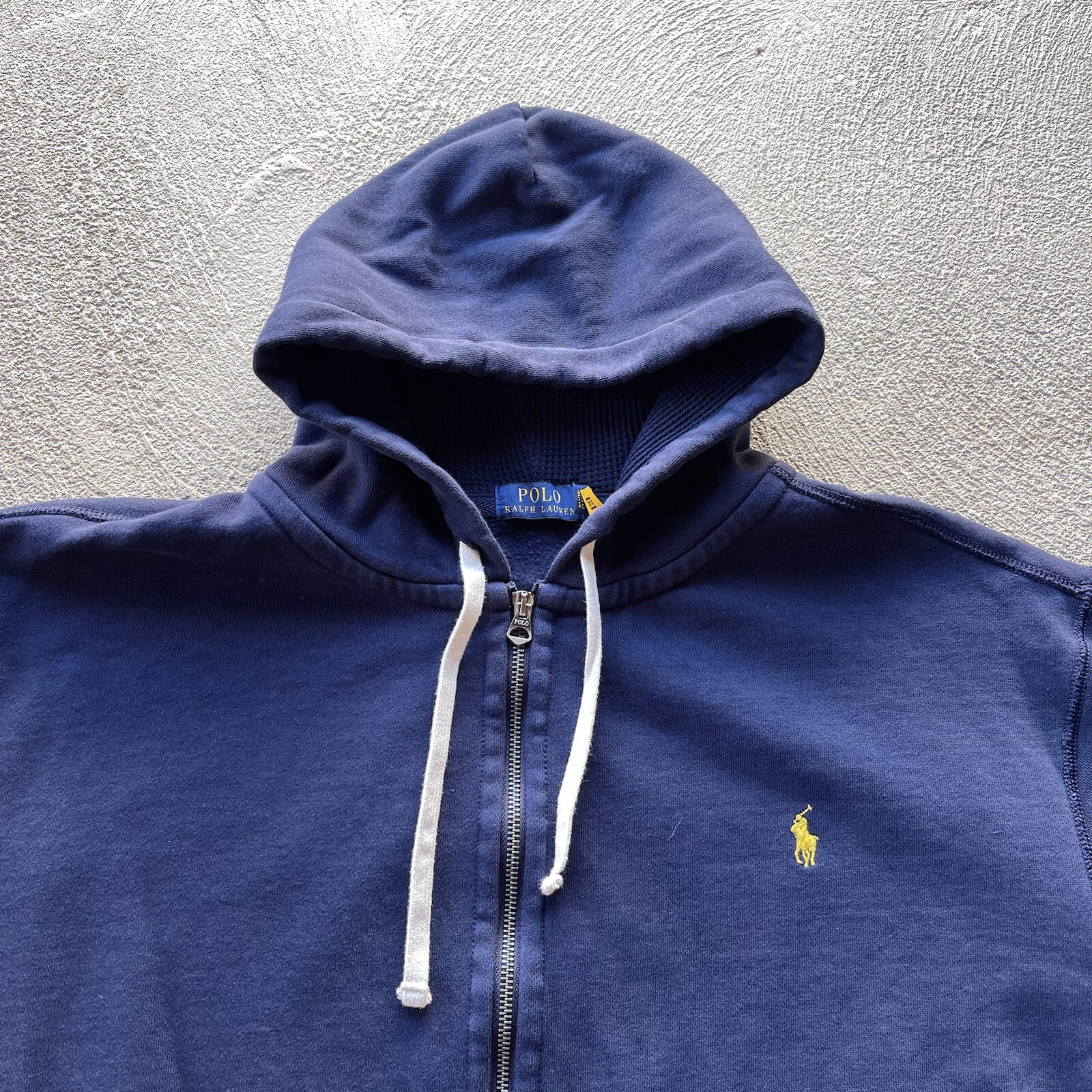 Polo Ralph Lauren felpa con cappuccio uomo 3XB blu zip maglione giacca pony preppy basic