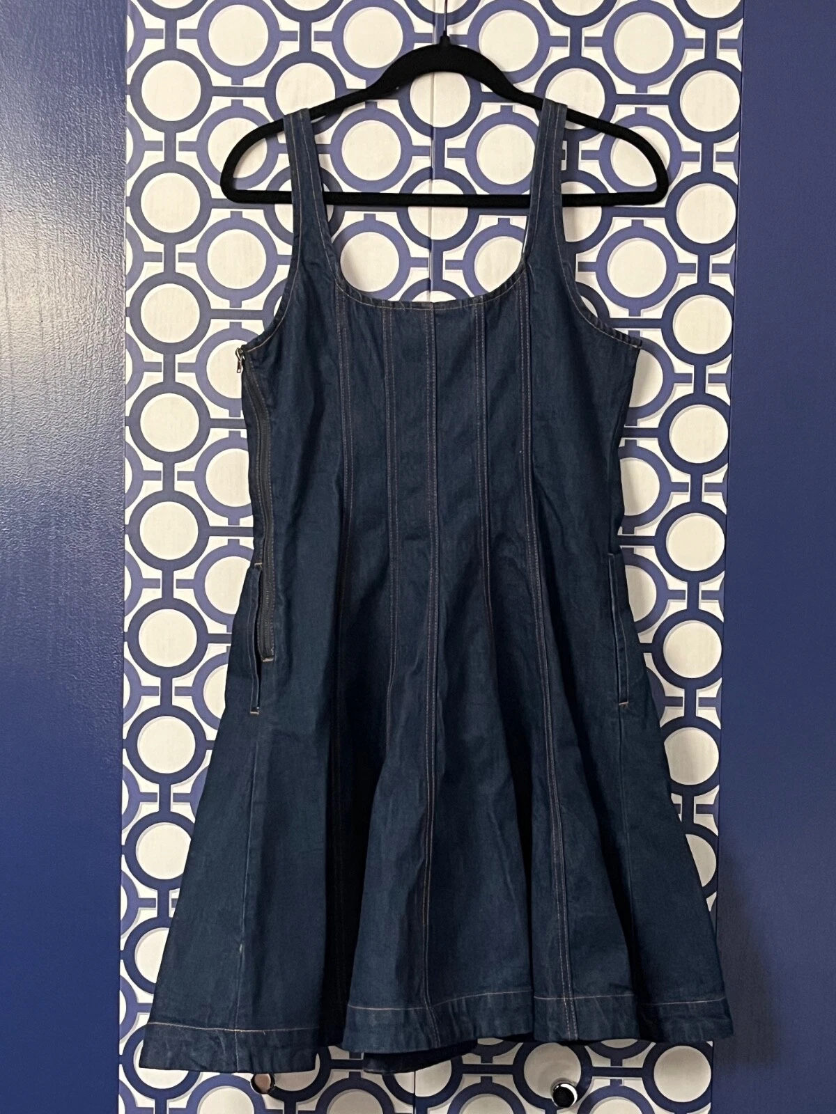 Mini abito donna taglia 10 denim con cuciture Kate Spade x Target