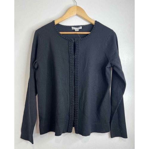 VTG Pendleton size MEDIUM beaded cardigan merino wool sweater hook close blk NWT - 第 1/6 張圖片