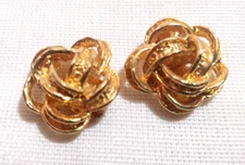  VTG 1920-1950s unSigned Gold Tone Rosette Fur Scarf Shoe Clips