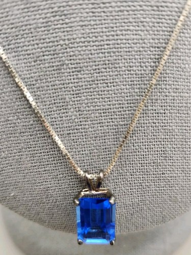 925 Sterling Silver BLUE STONE Pendant NECKLACE HSN CL by Design - Picture 7 of 13