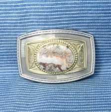 Classic Western Belt Buckle Cowgirl Lace Agate Cowboy Vintage 70s    .GTA317