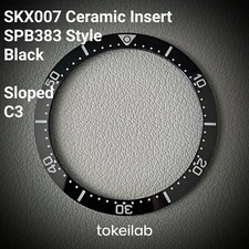Bezel Insert SKX007 Ceramic C3 (SPB383 style) / Sloped / Black - SEIKO MOD SKX