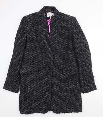 BCBGeneration Womens Blue Geometric Overcoat Coat Size S Button