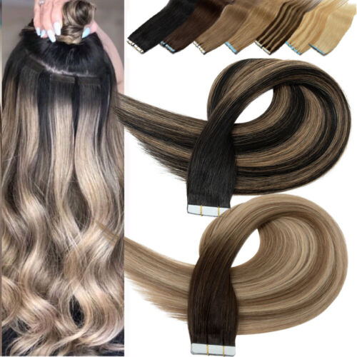 10-80 BANDES EXTENSIONS DE CHEVEUX POSE TAPE IN ADHESIVE NATURELS HUMAIN REMY CN - Photo 1/94
