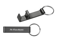 SchlüSselanhäNger Mit Namensgravur - Mit FlaschenöFfner - Farbe: Schwarz