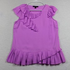 Banana Republic Women's Cap Sleeve Ruffle Blouse Size Small Solid Lavender