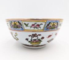 Chinese Porcelain Rice Bowl Vintage Famille Rose Medallion Flower Hand Painted