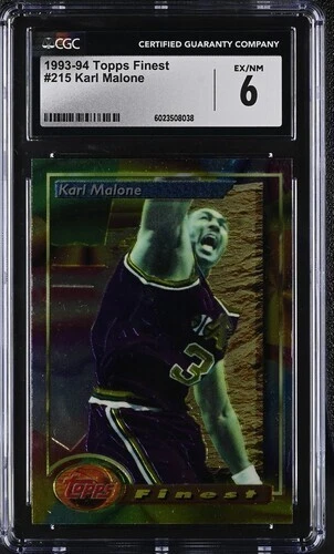 NBA 1993-94 Topps Finest - Karl Malone #215 Refractor - CGC 6