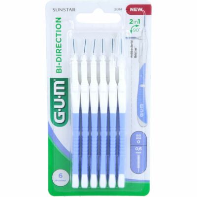 GUM Bi-Direction Interdentalb.0,6 mm hellblau 6 St PZN16905418