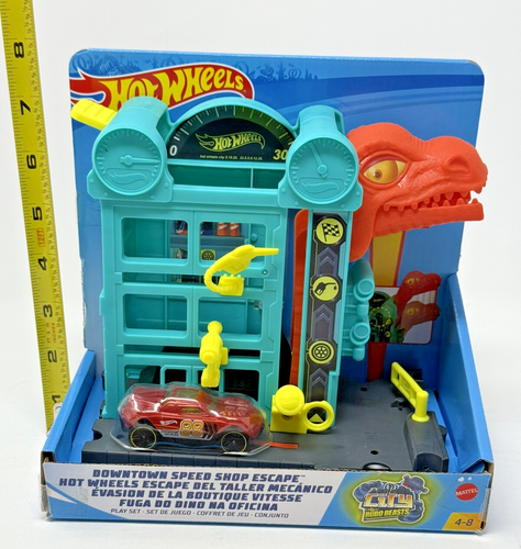 Escape de dinosaurios Hot Wheels City Downtown Speed Shop - Imagen 8 de 10