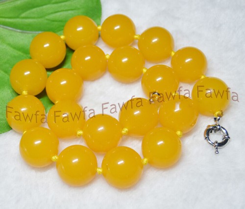 Huge 20mm South America Yellow Topaz Round Gemstone Ball Beads Necklace 16-36" - Picture 6 of 9