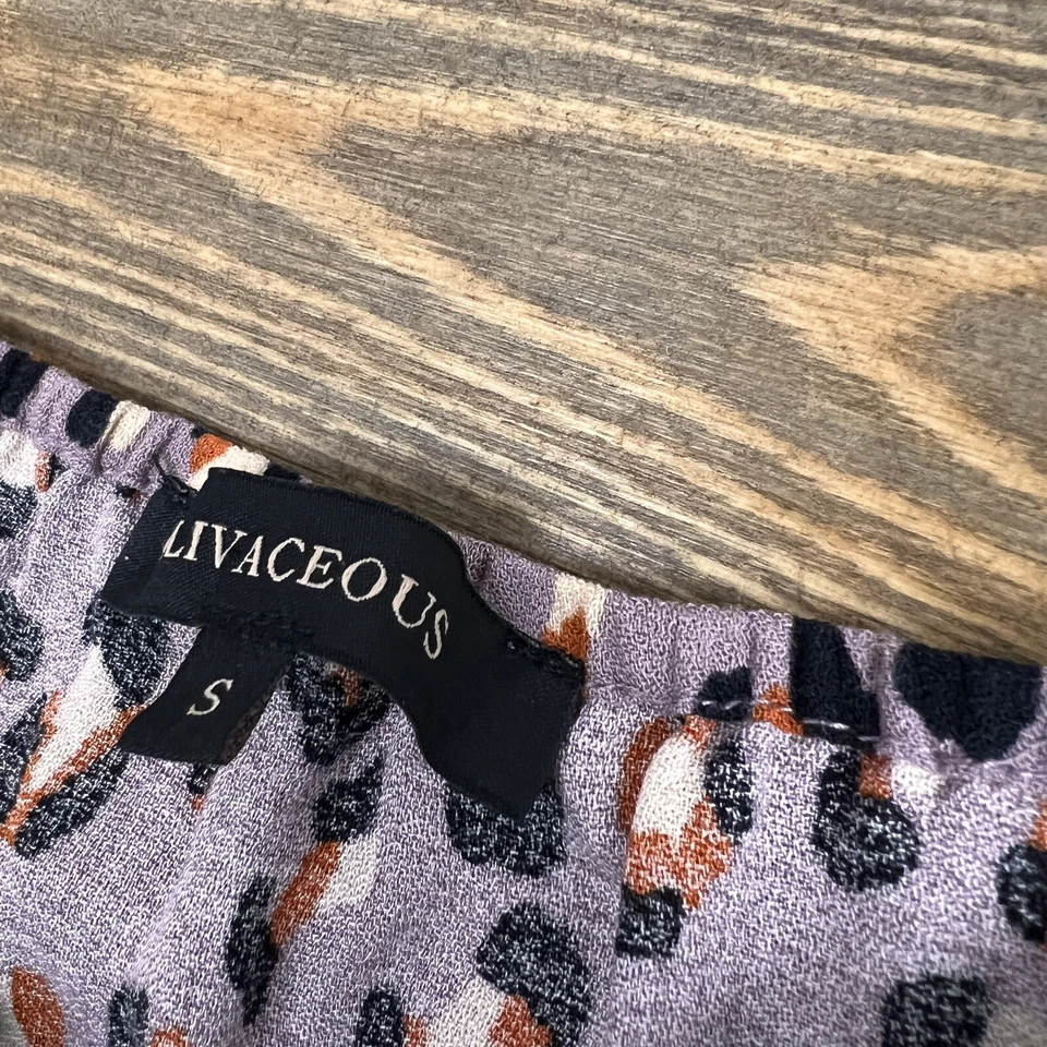 Olivaceous Crop Top Women Small Leopard Print Purple - Image 3 of 4