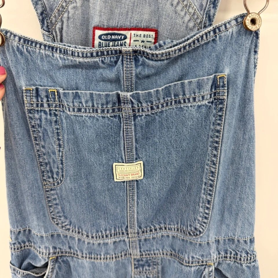 Mono vaquero azul marino antiguo lavado claro calce relajado para mujer XL Foto 2 de 4