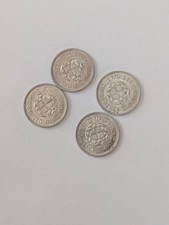 FOUR SILVER THREEPENCE GEORGE VI COIN 1937, 1938, 1940 and 1941