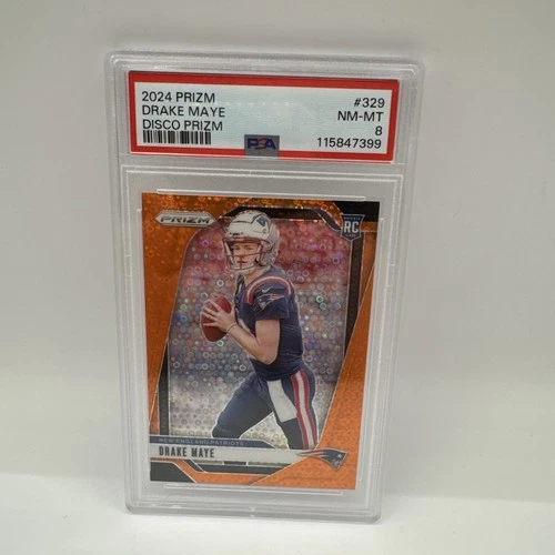 2024 Panini Prizm - Drake Maye #329 Orange Disco Prizm (RC) PSA 8