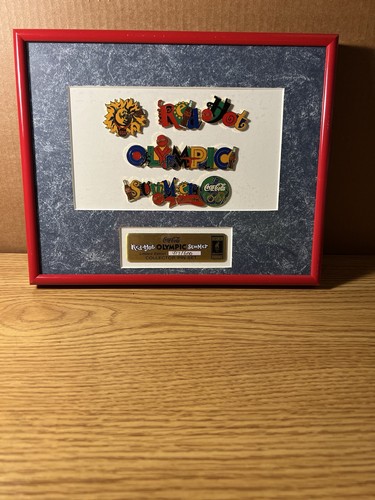 Coca-Cola 1996 Olympic Limited Edition Collector Pin Set w/Red Frame, Pristine