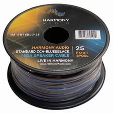 Harmony Audio 16 Gauge CCA Car Home Stereo Matte Blue Speaker Wire Cable 25 Feet