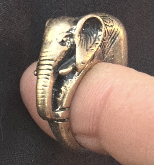 Solid Brass Elephant Ring Hand Engraved Boho Indi… - image 7