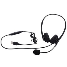 USB Headset With Mic Comfortable Stereo Wired For Work Computer Easy To Use
