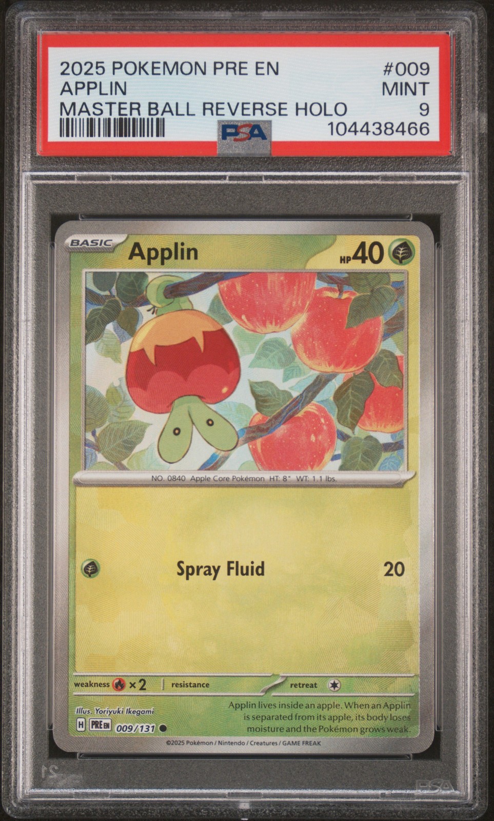 2025 POKEMON PRE EN-PRISMATIC EVOLUTIONS MASTER BALL REVERSE HOLO APPLIN PSA 9