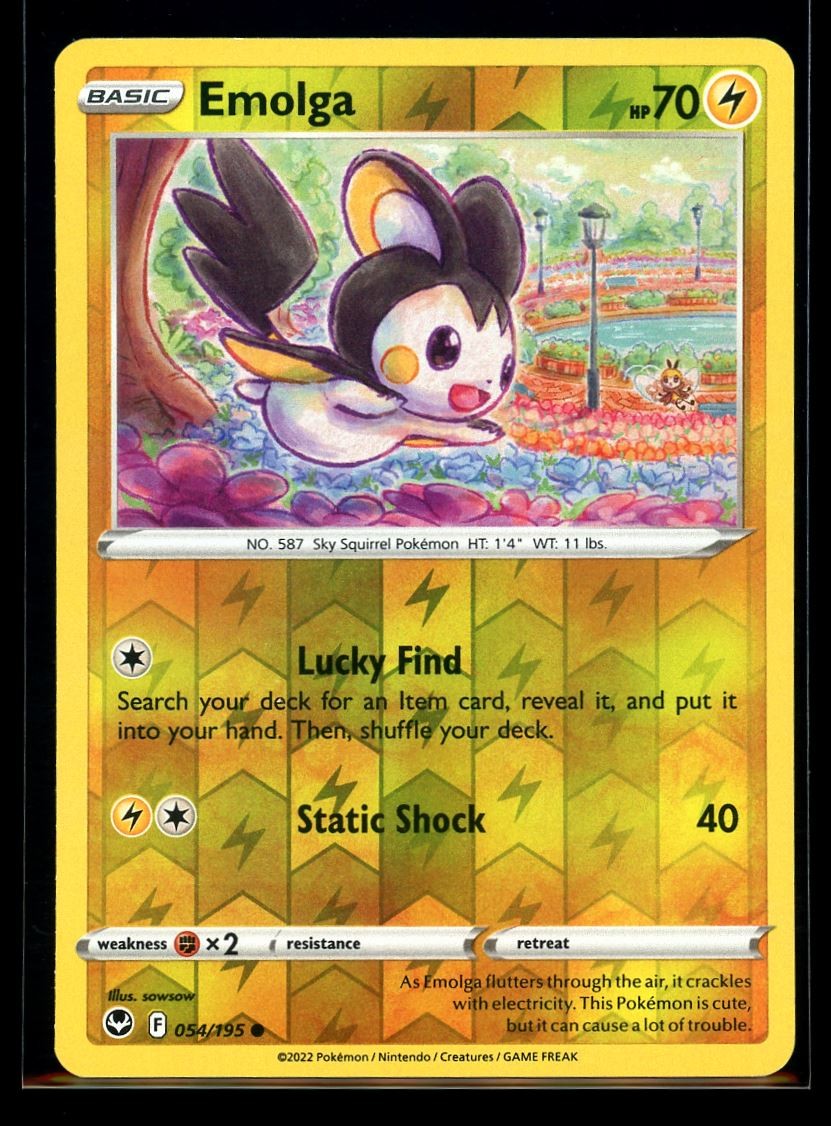 2022 Sword & Shield - Silver Tempest Emolga #54 Reverse Holo Pokemon Card