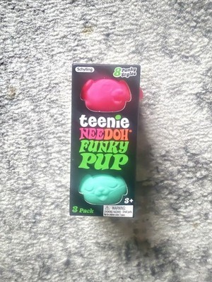 NeeDoh Teenie Funky Pup Rare 3 Pack Schylling Sensory Stress Toy New Sealed