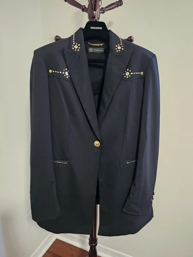 Giacca donna nera con borchie originale VERSACE taglia 46IT