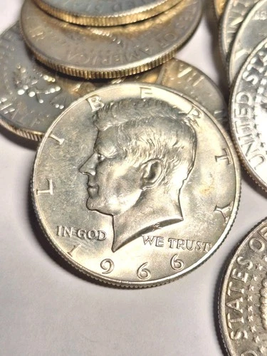 (1) Random BU UNC Nice Lustrous 1966 Kennedy Half Dollar 40% Silver Uncirculated