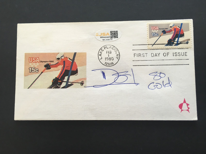 DAVE SILK AUTO'D FEB 1 1980 FIRST DAY OF ISSUE ENVELOPE W/ 80 GOLD 367/500 JSA