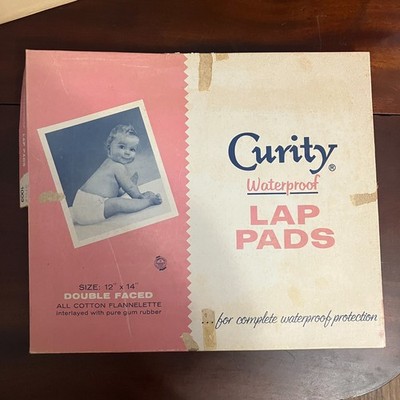 Vintage 1950s-60s Curity Waterproof Baby Lap Pads Box Only Mid-century Packaging