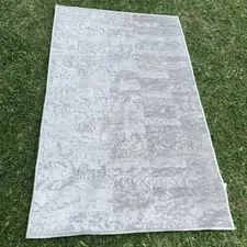 3x5 Ruggable Rug Granite Ombre Light Grey design With Pad