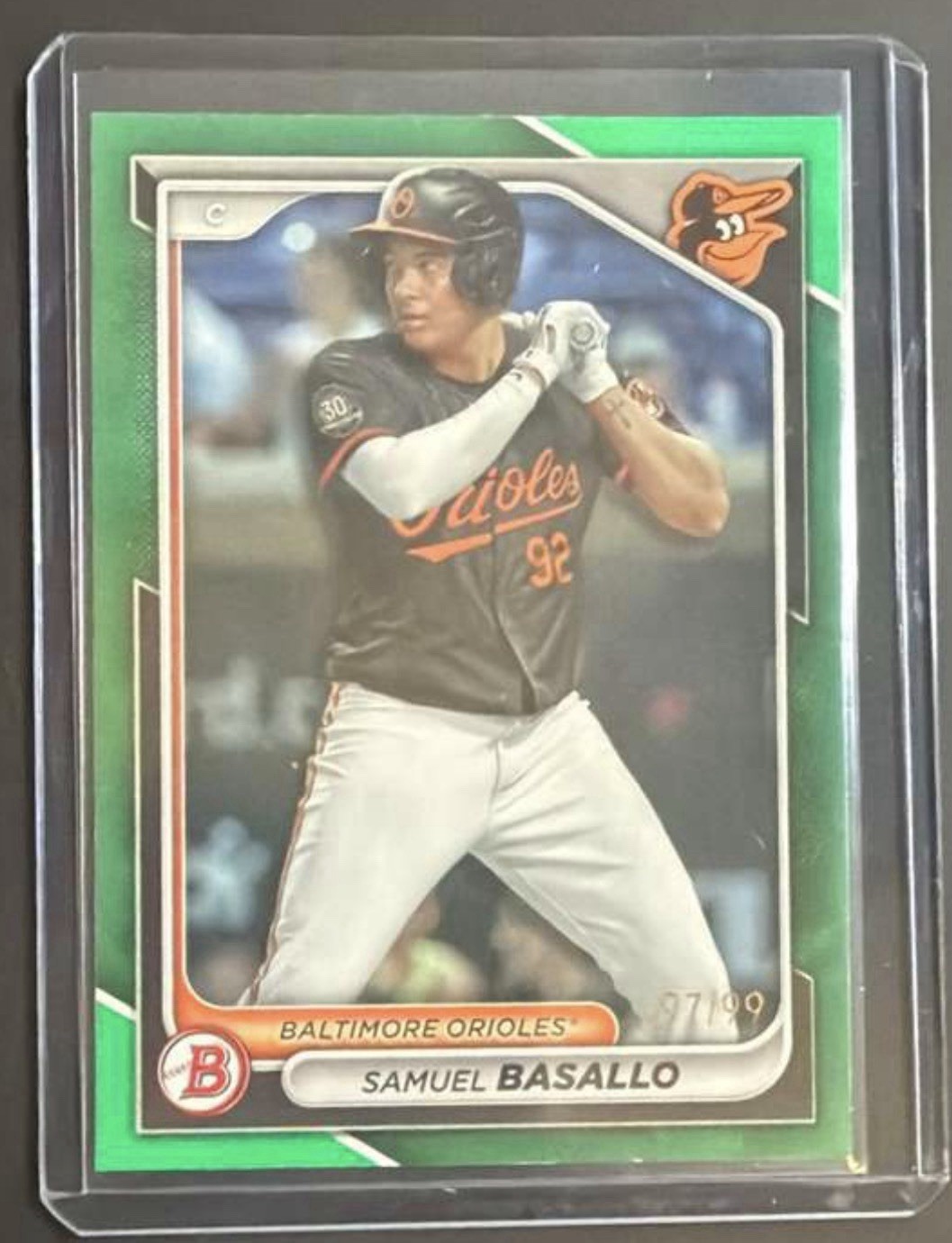 2024 Bowman - Prospects Samuel Basallo #BP-38 Green Border /99 (RC)
