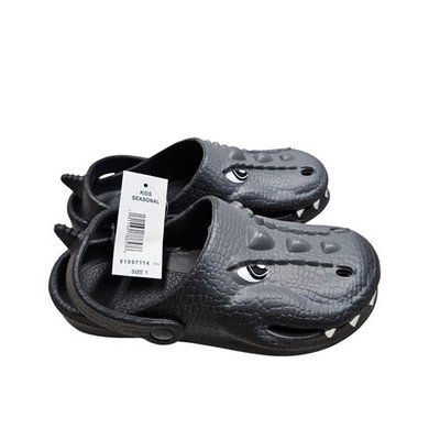 Alligator Clogs Kids Size 1 Black 3D Crocodile Slip On Play Shoes Fun Whimsical