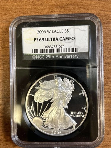 2006-W Proof $1 American Silver Eagle NGC PF69 Black Core 25th Anniversary