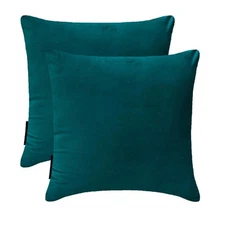 Peacock Velvet Throw Pillow Covers, 16"x16" (Pack of 2) Velvet-Peacock Velvet