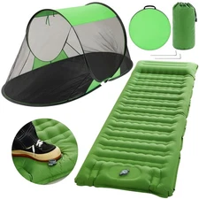 Pop up Mosquito Net Tent and Sleeping Pad for Camping One Person Instant Pop ...